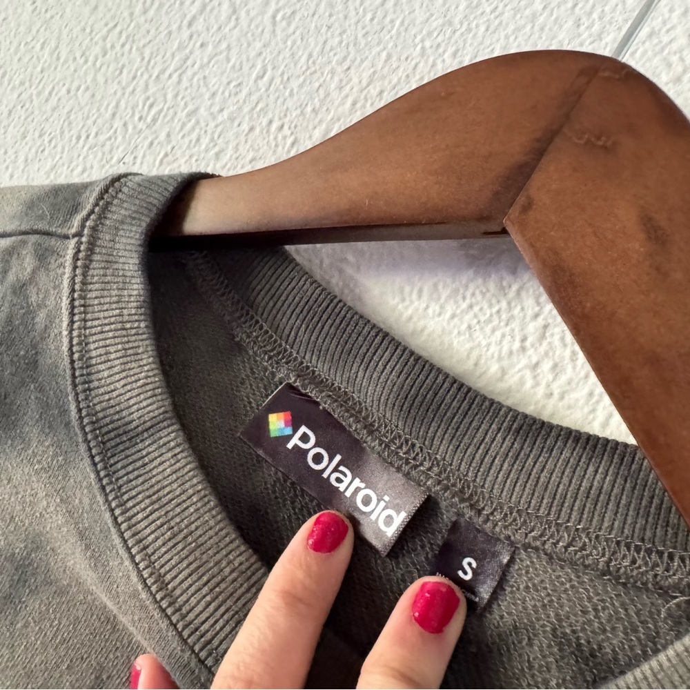 Polaroid Tie-Dye Crop Sweatshirt Floral Vintage Photo Print Oversized Small - Picture 9 of 10